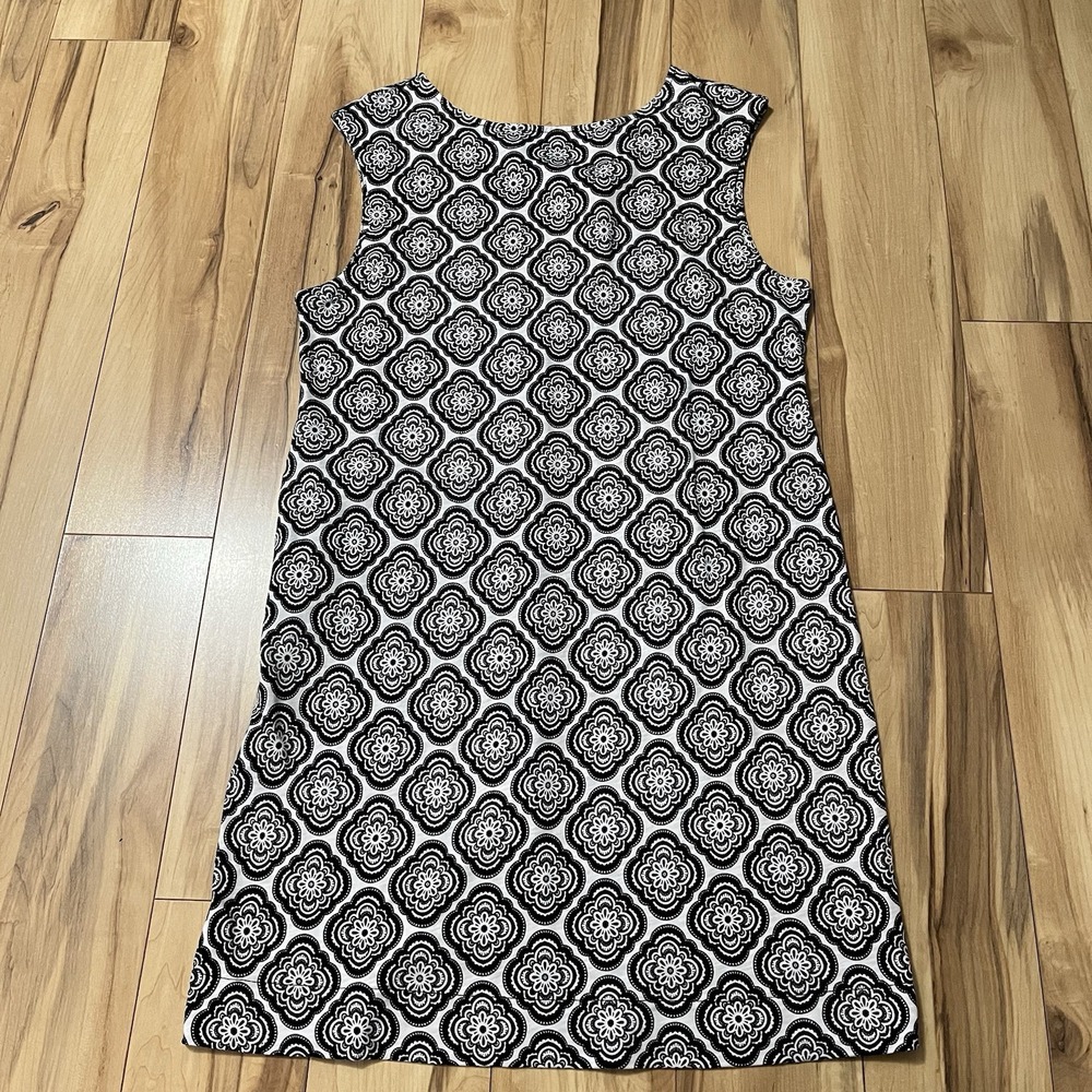 Boden Sleeveless Jersey Cotton Shift V-Back Dress Sz 10 Regular NWT Black, White